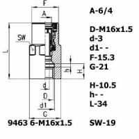 Фитинг прямой 9463 6-M16x1.5