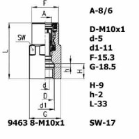 Фитинг прямой 9463 8-M10x1