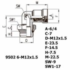 Цена на фитинг Фитинг угловой 9502 6-M12x1.5 9502 6-M12x1.5