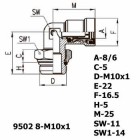Цена на фитинг Фитинг угловой 9502 8-M10x1 9502 8-M10x1