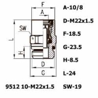 Фитинг прямой 9512 10-M22x1.5