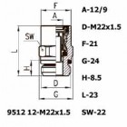 Цена на фитинг Фитинг прямой 9512 12-M22x1.5 9512 12-M22x1.5
