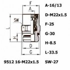 Цена на фитинг Фитинг прямой 9512 16-M22x1.5 9512 16-M22x1.5