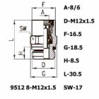 Цена на фитинг Фитинг прямой 9512 8-M12x1.5 9512 8-M12x1.5