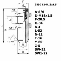 Фитинг переходник 9590 12-M18x1.5
