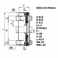 Фитинг переходник 9592 8-8-M18X1