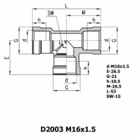 Фитинг тройник D2003 M16x1.5