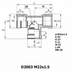 Цена на фитинг Фитинг тройник D2003 M22x1.5 D2003 M22x1.5