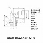 Цена на фитинг Фитинг угловой D2022 M16x1.5-M16x1.5 D2022 M16x1.5-M16x1.5