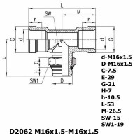 Фитинг тройник горизонтальный D2062 M16x1.5-M16x1.5