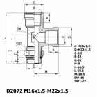 Цена на фитинг Фитинг тройник вертикальный D2072 M16x1.5-M22x1.5 D2072 M16x1.5-M22x1.5