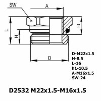 Фитинг D2532 M22x1.5-M16x1.5