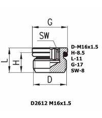 Фитинг заглушка D2612 M16x1.5