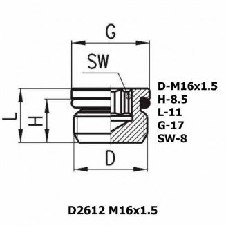 Фитинг заглушка D2612 M16x1.5