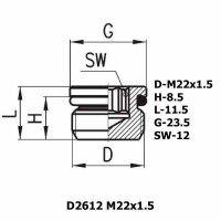 Фитинг заглушка D2612 M22x1.5