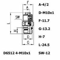 Фитинг прямой D6512 4-M10x1